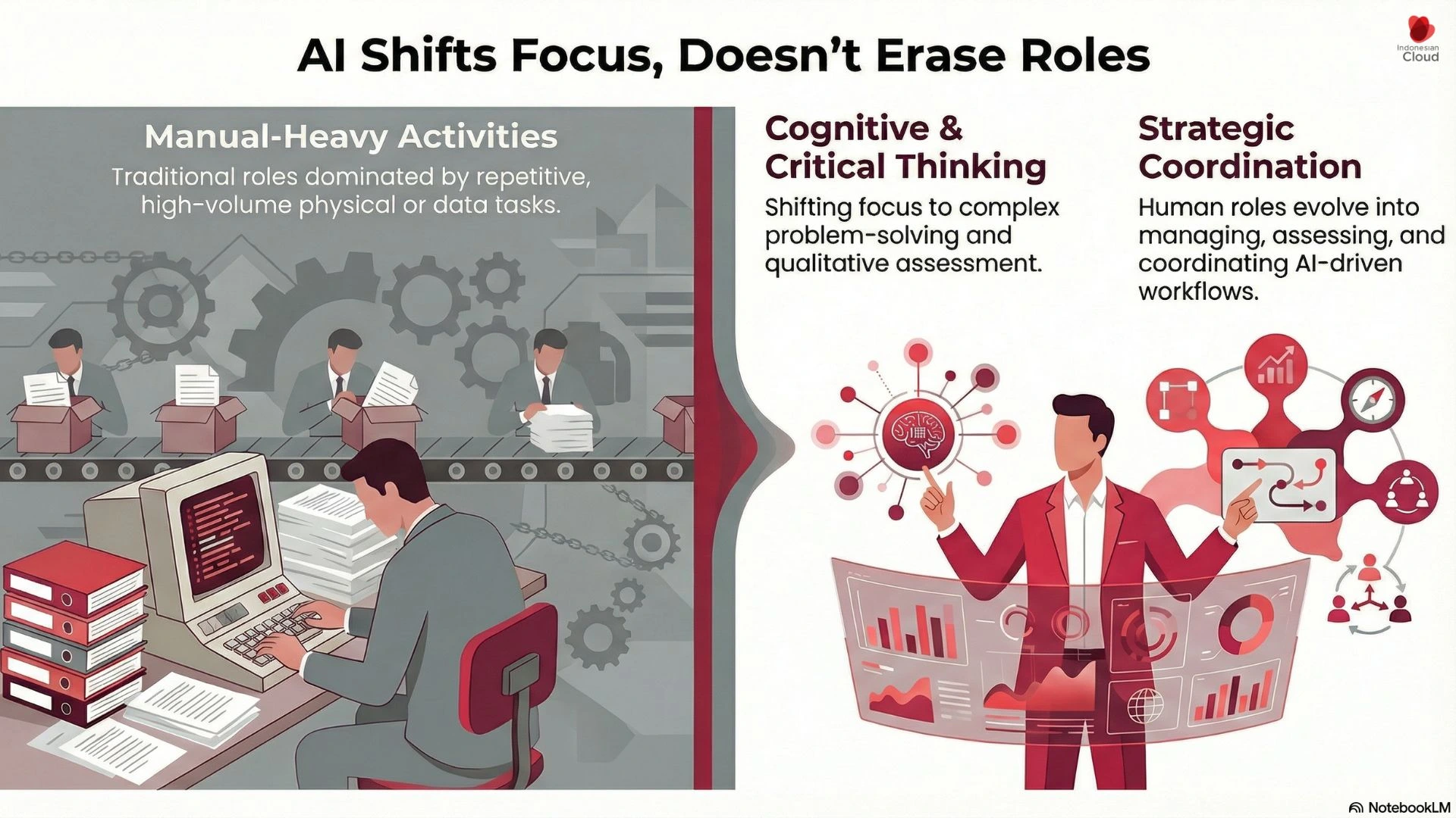 AI in the workplace illustrating collaboration between humans and intelligent systems