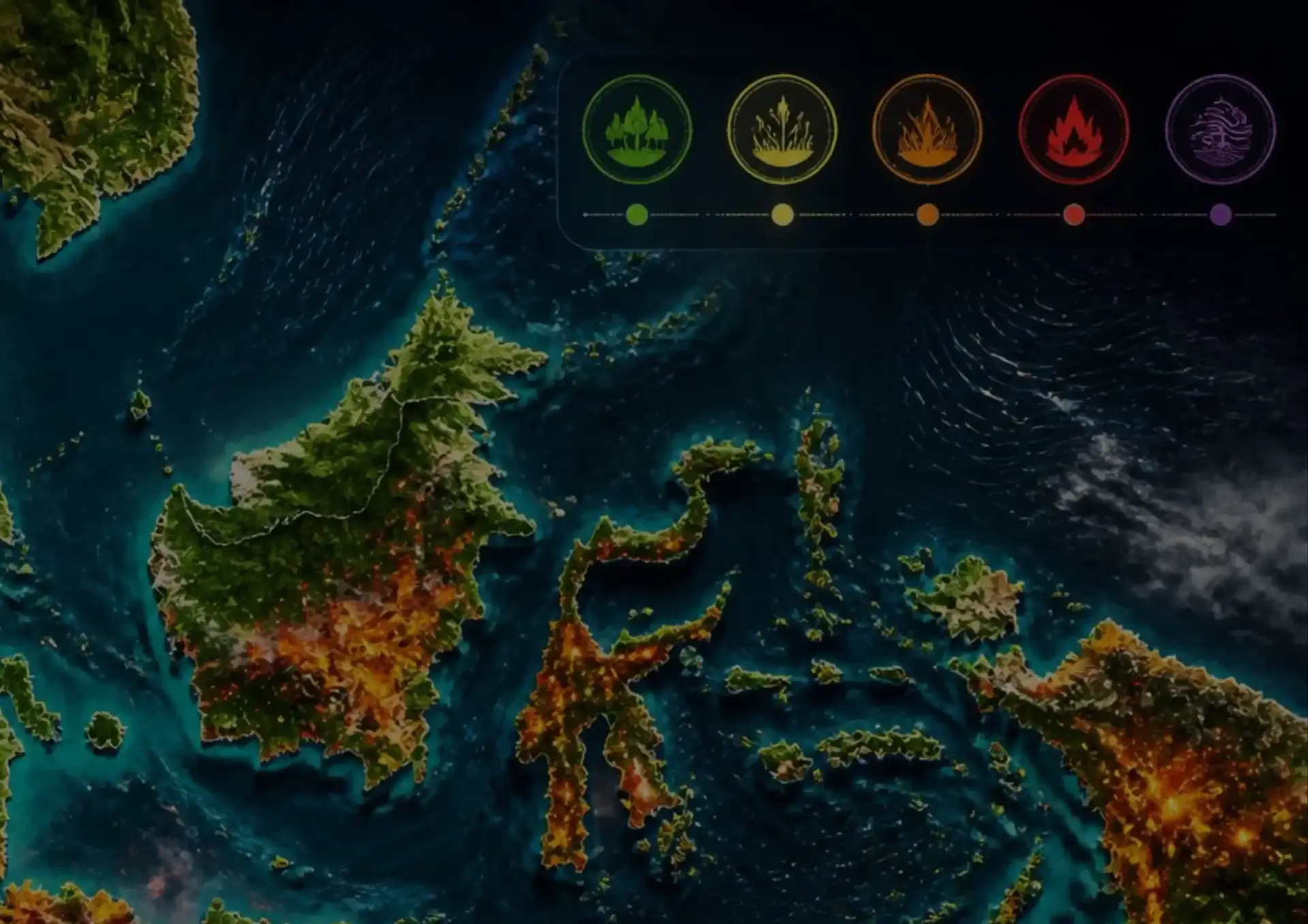 Satellite imagery Indonesia showing forest fire hotspot detection and burned area mapping